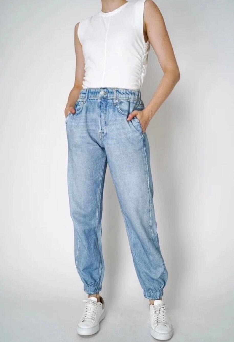 Rag & Bone Miramar Jogger Pants Kacy Blue Small Digital Print Terry Cloth NEW